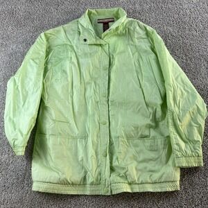 Vintage Tudor Court Jacket Womens Large Green Nylon Snap Front Windbreaker